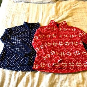 Lot of 2 LandsEnd medium Petite fleece sweatshirts